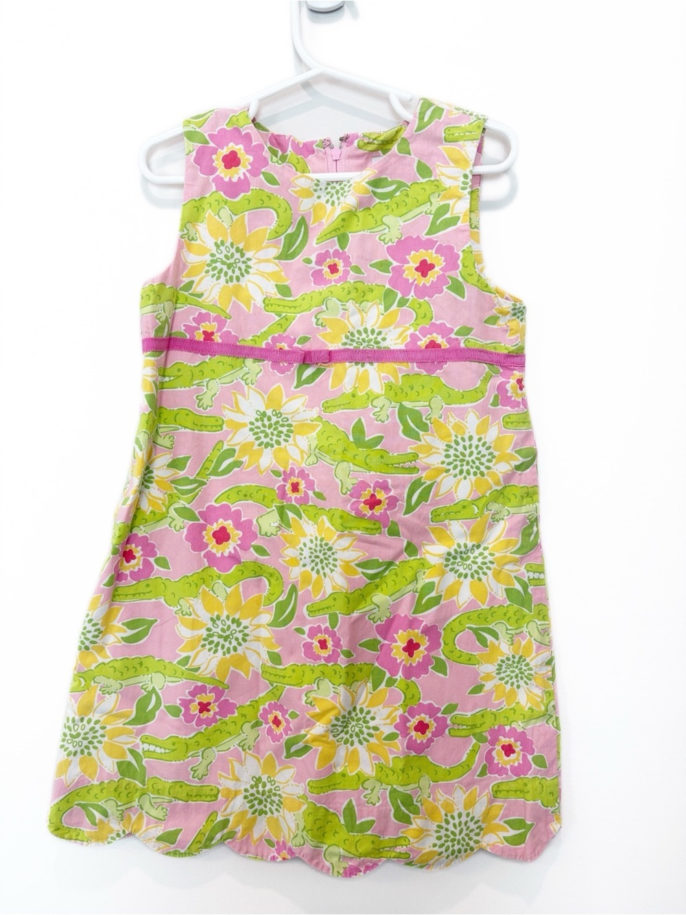 Lilly Pulitzer Pink Floral Shift Dress with Yellow & Green Pattern